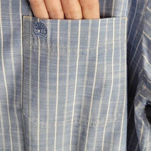 Men's Timberland Blue Striped Button Down Long sleeves Shirt Large